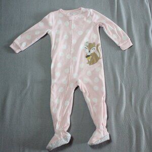 Carter’s 2T Pink Polka Dot Squirrel Fleece Footed Pajamas – Excellent